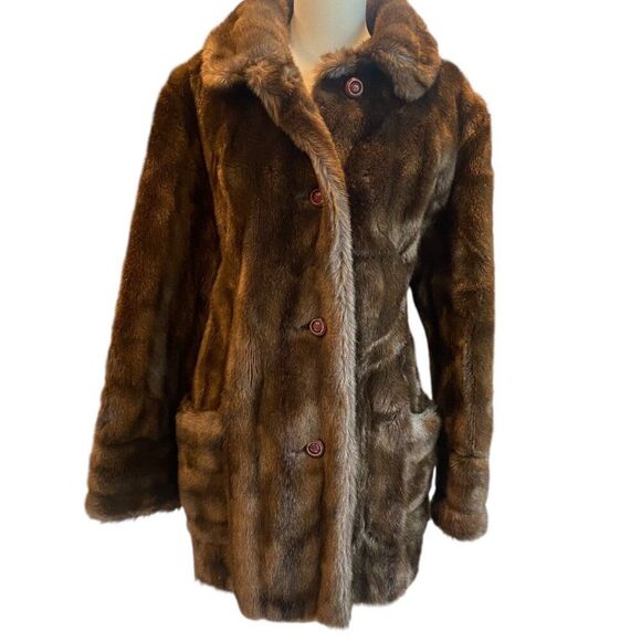 Vintage Jackets & Blazers - ✨TRENDING✨ Vintage Diamonte Tissavel Faux Fur Coat Made in France Women's L
